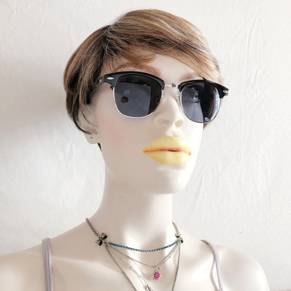 Black Silver Half Frame Club Sunglasses